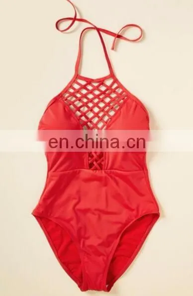 2017 women strappy bikini push up padded ruffle nude Lace Swimsuit