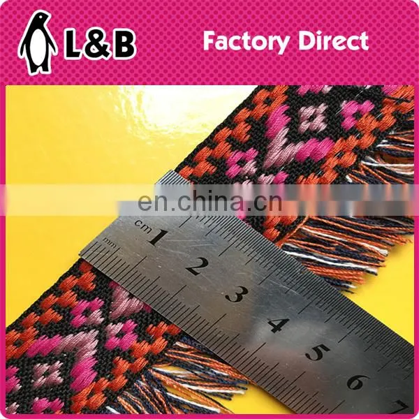 2017 Hot sale popular colorful soft garment jacquard fringe trimming