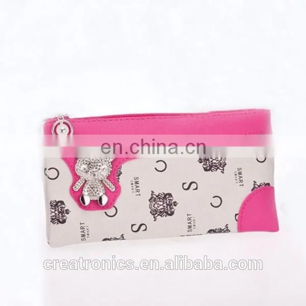 CR Low MOQ requirements multicolor surface inlaid lovely little bear black stylish noble women's wallets