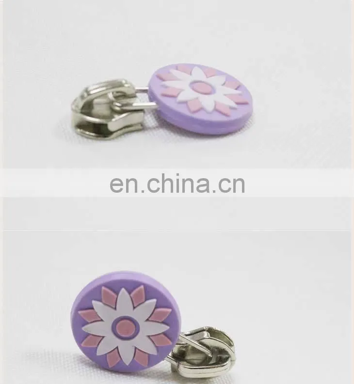 Fashion design non lock zip slider rubber silicone zipper pulls custom zipper puller for backpack