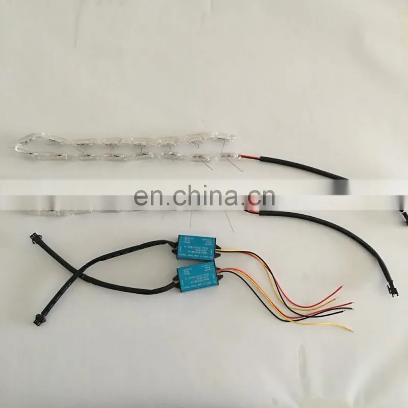 2017 HOT 60cm crystal extendable led flexible drl with flow turn signal 16leds white amber car daytime running light headlight