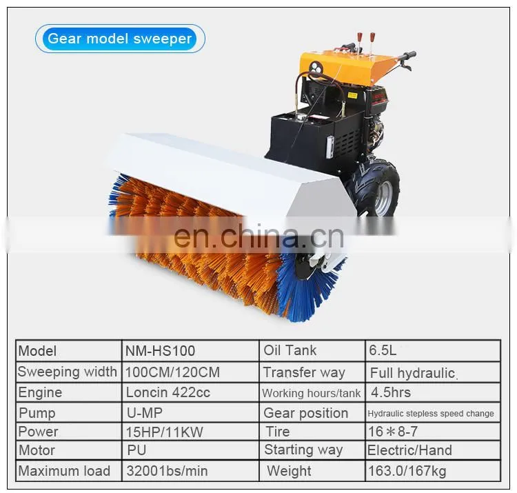 Snow thrower gardenpro engine 15hp snow sweeper