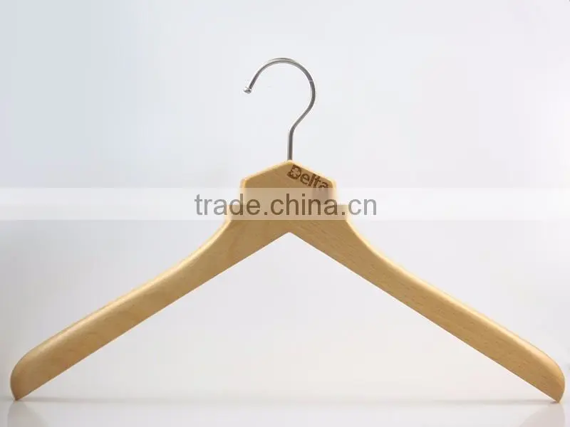 2016 new product natural wooden clothes hanger with trousers hanger