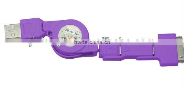 Universal usb retractable data cable 3in1 for iphone/nokia/samsung