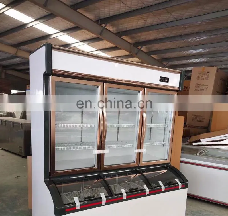 Commercial large vegetables drink display freezer cooler restaurant BBQ meat refrigerator preservation freezing cooler display