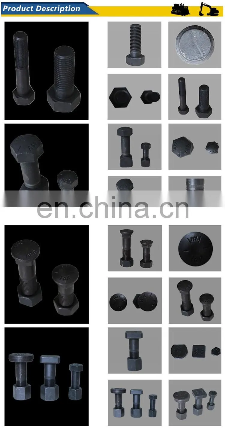 High Strength Excavator Track Shoe Bolt&Nut Grade 12.9