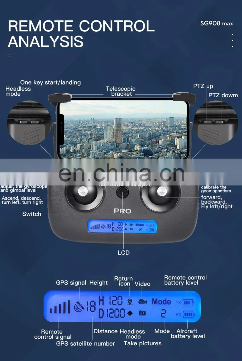 SG908 PRO 4K camera can foldable 3 axis gimbal camera EIS anti-shake smart follow headless mode drone