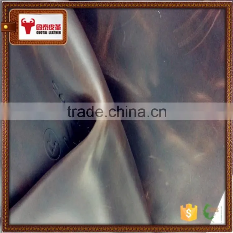 split cowhide leather two tone pull up leather