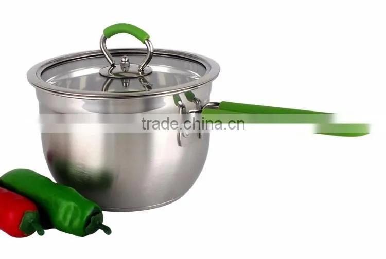 Best quality 6pcs stainless steel capsulated induction color silicone handle cookware set