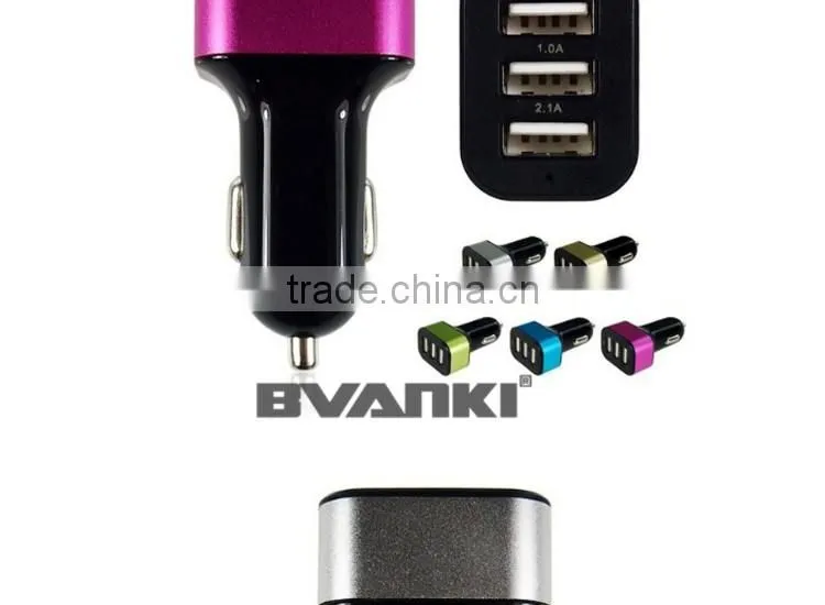 8 years experience 2016 new Premium 5V 2..1A Smart IQ Fast Charge 3 USB Port Car Charger made in china