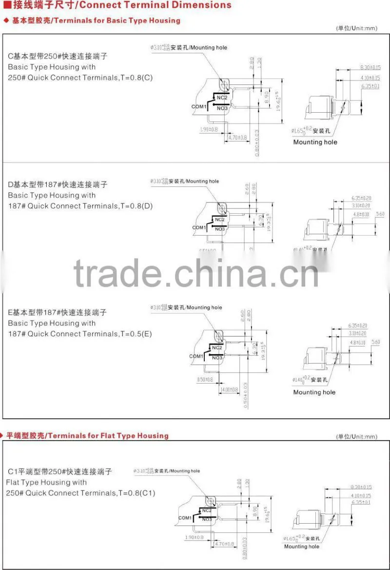 2015 Push button micro switch, 16 125v micro switches, zing ear