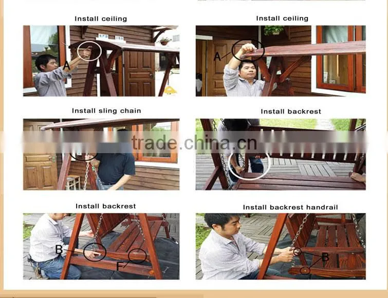 Custom Design China manufacturer Comfort Wooden Swing Seat, Garden Swing