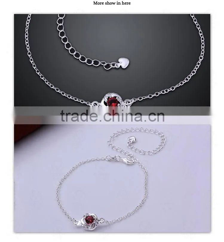 Handmade Red Zircon Brass Foot Chain Jewelry