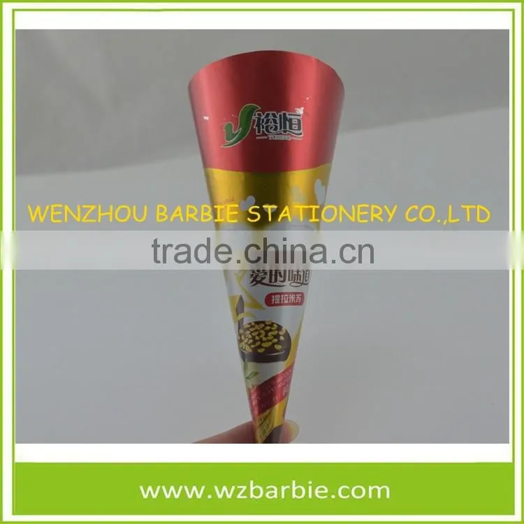 Paper Cone Sleeves With Aluminum Foil Coat For Ice Cream
