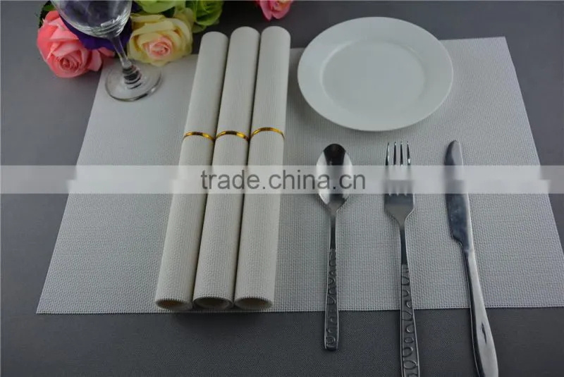 Wholesale price 75g PVC woven mesh placemat white pure color 1*2 series 45*30cm