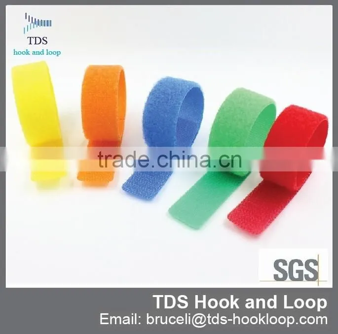 custom logo colorful hook and loop cable tie