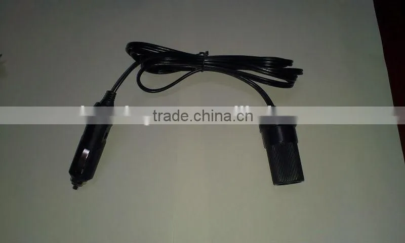 12V car cigarette plug with female socket extension lead cable