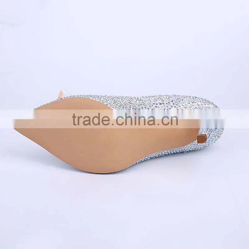 Bridal wedding shoes strass women high heel shoes small crystal stone shoes for wedding / party