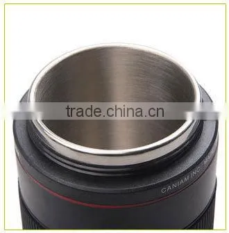2nd Generation Camera Lens Tea Coffee Cup Mug Stainless Steel for Canon Black 24--105mm