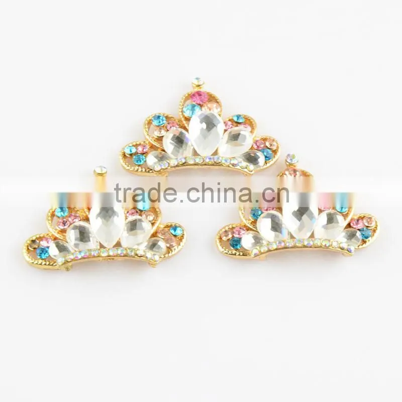32mm Wholesales Gold Plating AAA Quality Alloy Crown Crystal Rhinestone Buttons for WeddingJewelry Garment Accessory