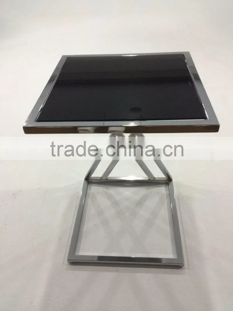 Modern Black Metal Glass Coffee Table