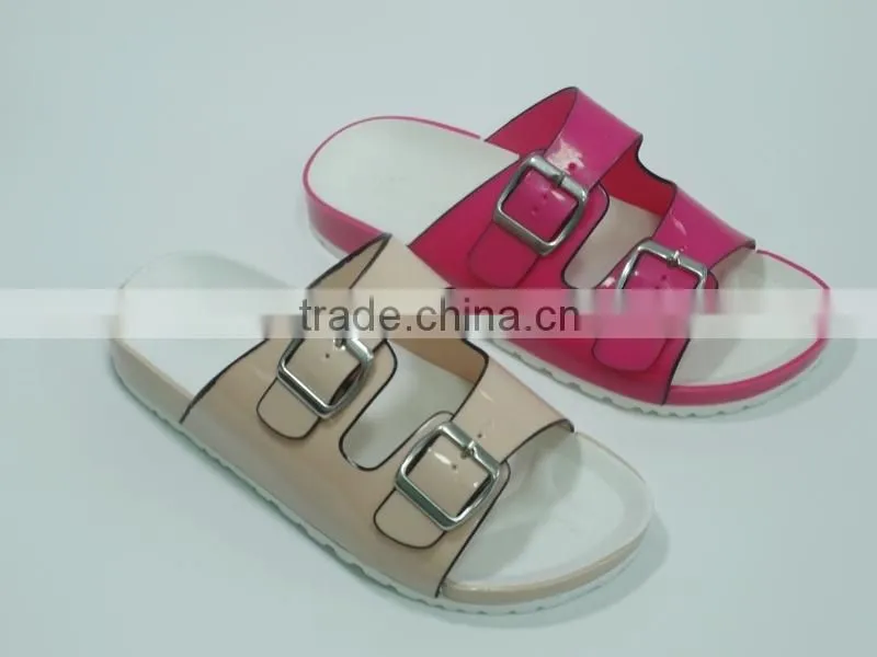 Fashion lady fancy flat heel colorful PCU slippers