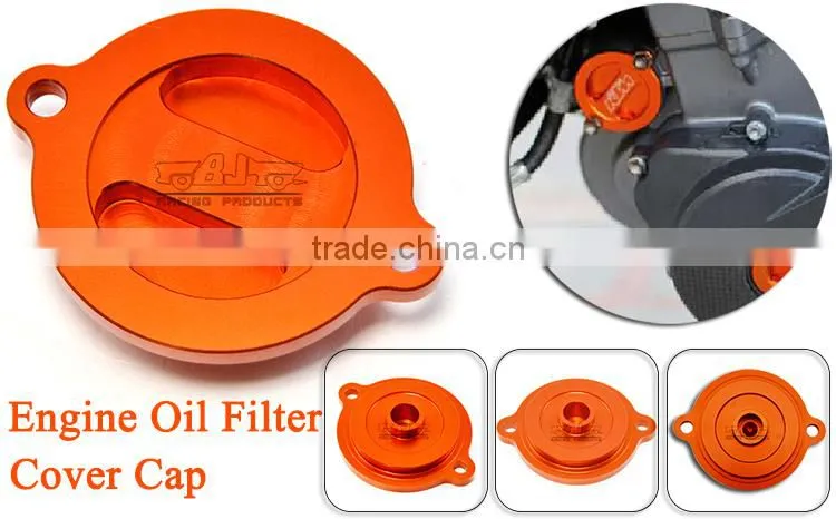 BJ-OC-012C-OR Motorcycle Spare Parts Aluminum CNC Engine Oil Filter Cover Cap for KTM DUKE 125/200/390