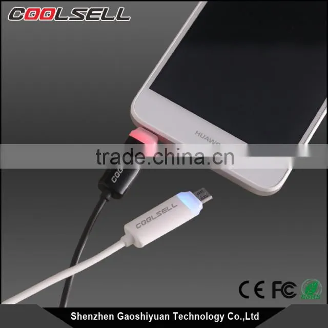 Special design Coolsell LED Light Micro USB Cable reversible mirco cable with LED light