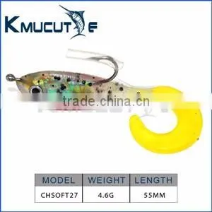 Soft bait lead fish, curl tail fishing lure, shiny body lead bass lure Chentilly CHSOFT28 fishing tackle wholesaler