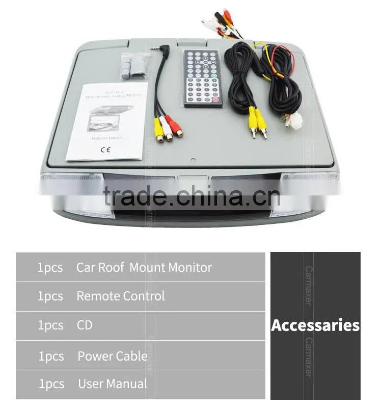 16.4 Inch Flip Down Car monitor With SD/USB slot Adjustable Car Roof Mount dvd player