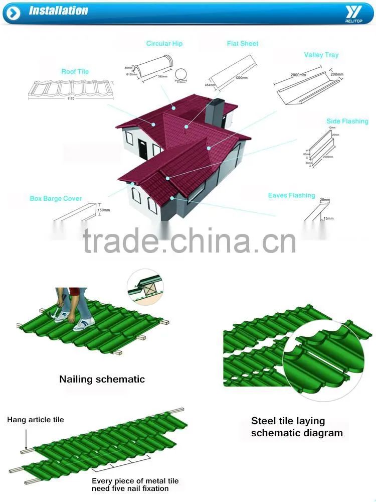 Aluminum Zinc Metal Stone Coated Metal Roof Tile / Stone Chip Coated Roofing Price