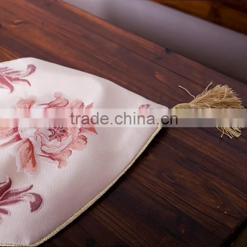 PLUS Classic Embroidery European Style Tassel Dining Table Runners Sequined Lace Hotel Bed Coffee Table Runners 13inch*70.8inch