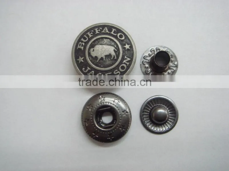 18mm immemorial engraved metal snap button for garment
