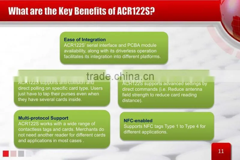 RS232 NFC Reader Writer ACR122S with SAM Slot offer SDK IC Card NFC Tag Sticker contactless RFID 13.56MHz ISO14443 Type A&B POS