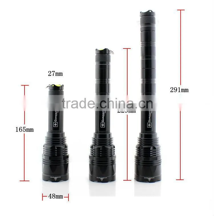 GOREAD Y62 black Aluminum High bright rechargeable XML-T6 5 mode 10W led flashlight