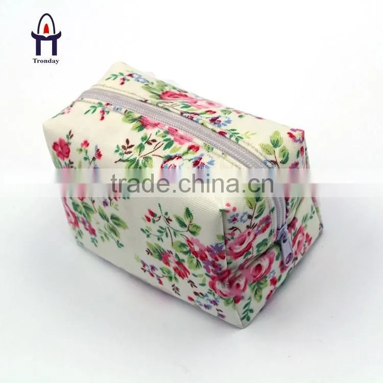 Coated non-woven fabrics with flower printing cosmetic bag, waterproof make up bag