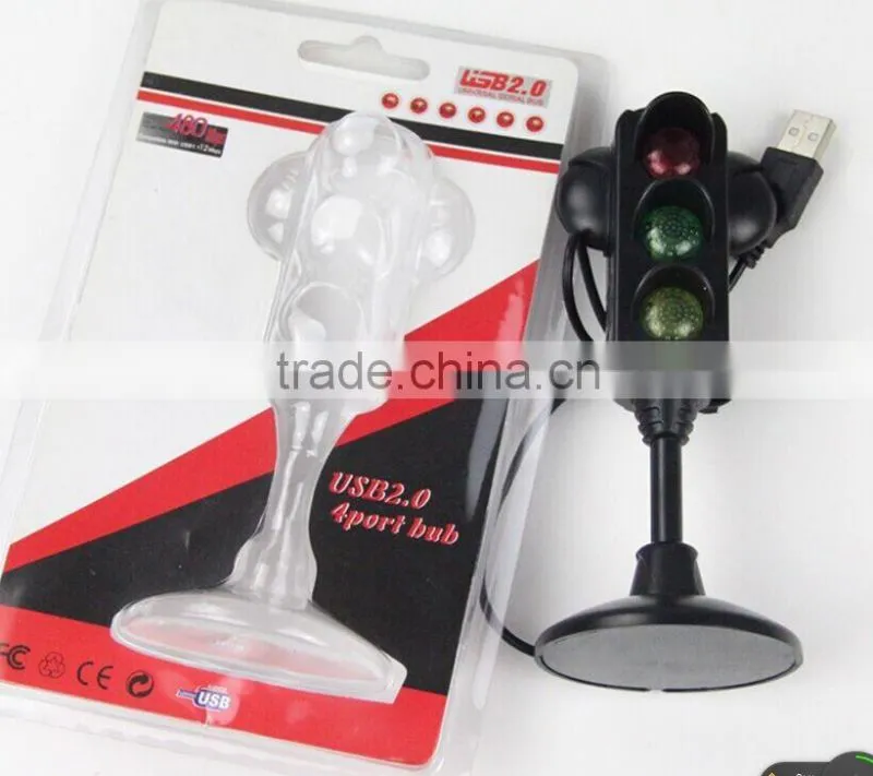 Desktop Traffic Light USB Hub, with 3 USB 2.0 ports, lights powered by USB