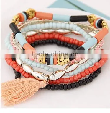 >>New design colorful multi layer tassel bead Bracelets /