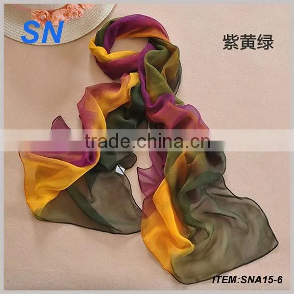 2014 new style silk chiffon scarf plain silk chiffon scarf