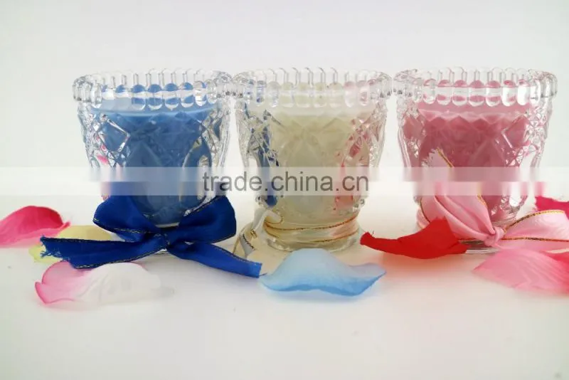 colored cottonwick candles in a wine glass jar patterned scented candle for home decoration