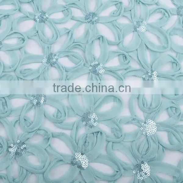 sequins chiffon ribbon circle embroidery design for girl dress