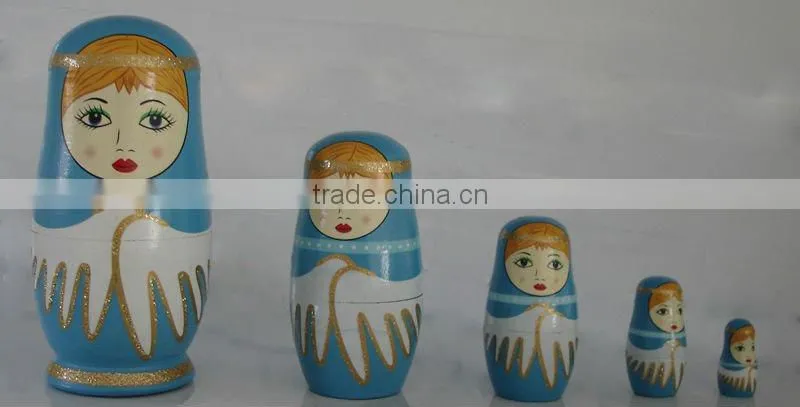 Hand painted wooden nesting russian matryoshka doll