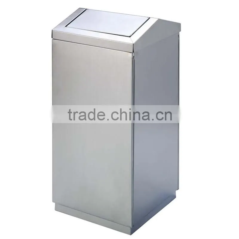finished in brushed stainless steel swing top waste garbage bin