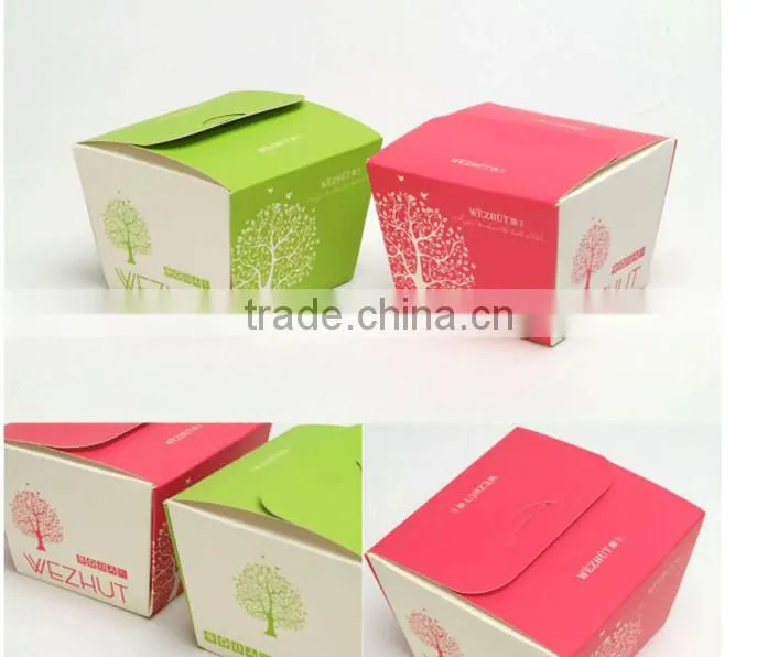 Disposable cmyk printing paper take away noodle box with handle