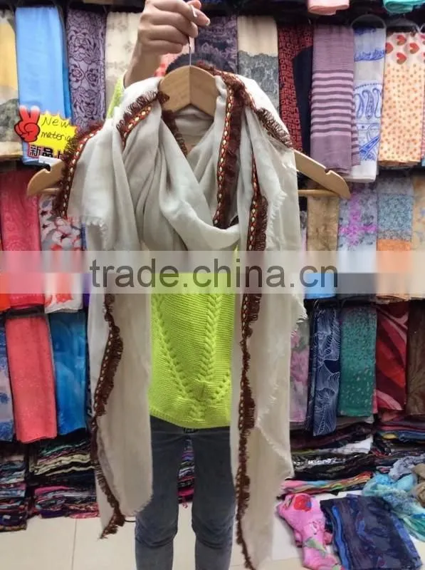 tassel trim Scarf,Contrast edged Scarf,Aztec Edged Scarf