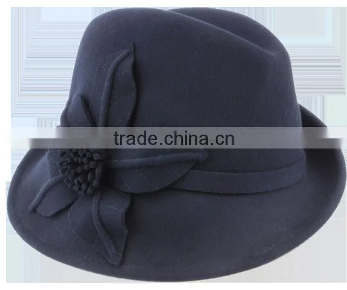 Newly designed Lady's wool felt Fedora hat