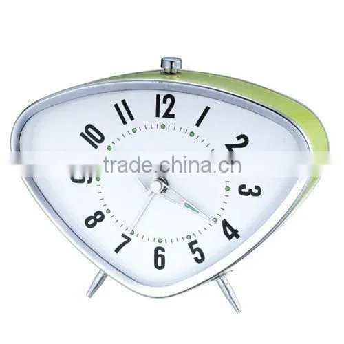 triangle metal case mechanical alarm clock