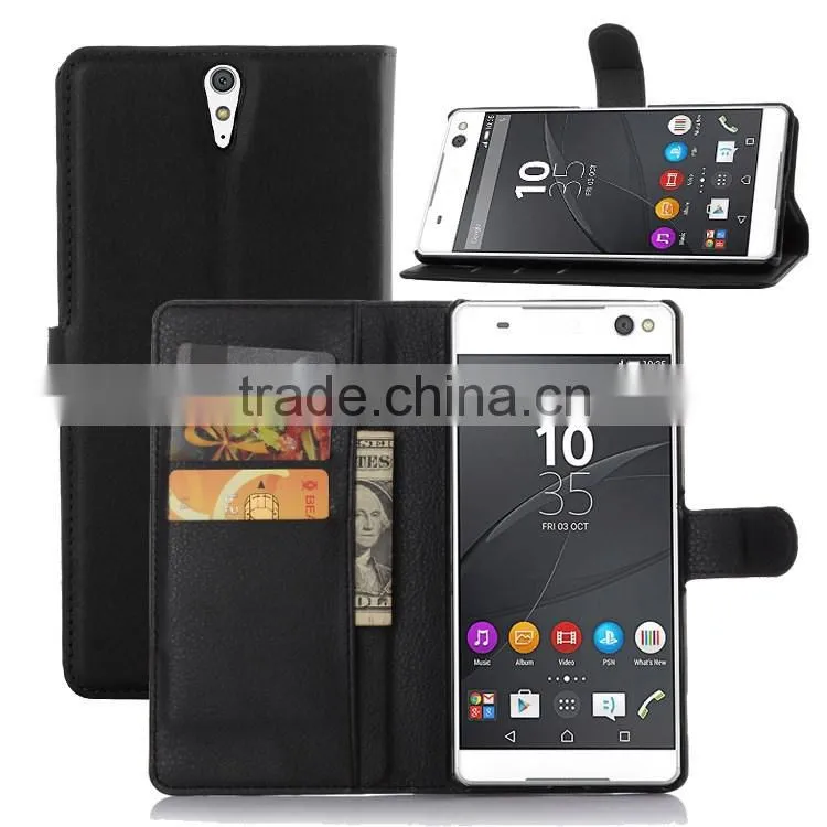 Luxury Mobile Phone PU Leather Flip Cover Case For Sony C5 Leather Case