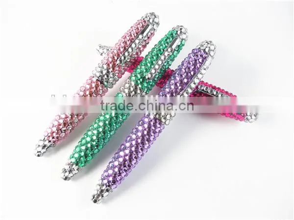 2014 Mini Crystal Capped Metal Ball Pen Mini Gift Pen