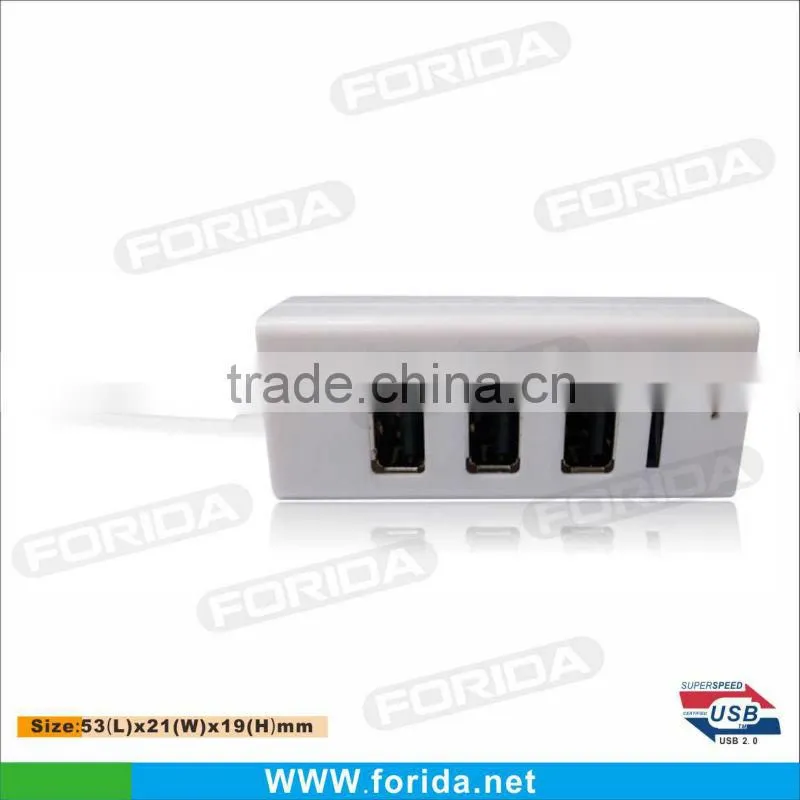 Hottest Mini USB COMBO 3ports USB 2.0 hub driver &TF card reader with 80CM cable for desktop